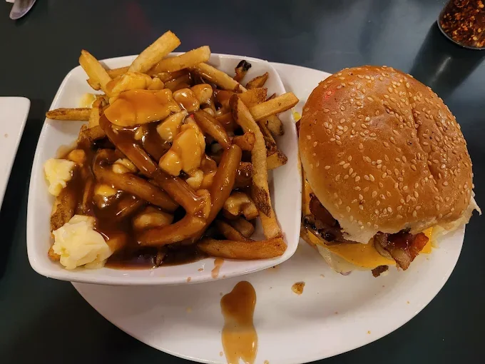 Burger with poutine at The Fed Downtown